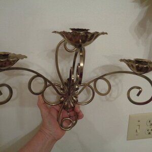 Home Interiors Sconce 3 Arm Brass Votive Cup Candle Holder Homco